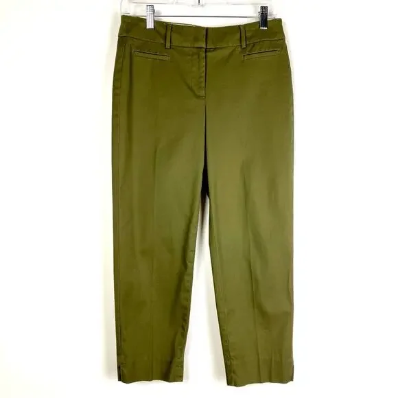 Talbots Perfect Crop Women’s Pants Slim Leg Loden Frost Olive Green Size 2P - Picture 2 of 10